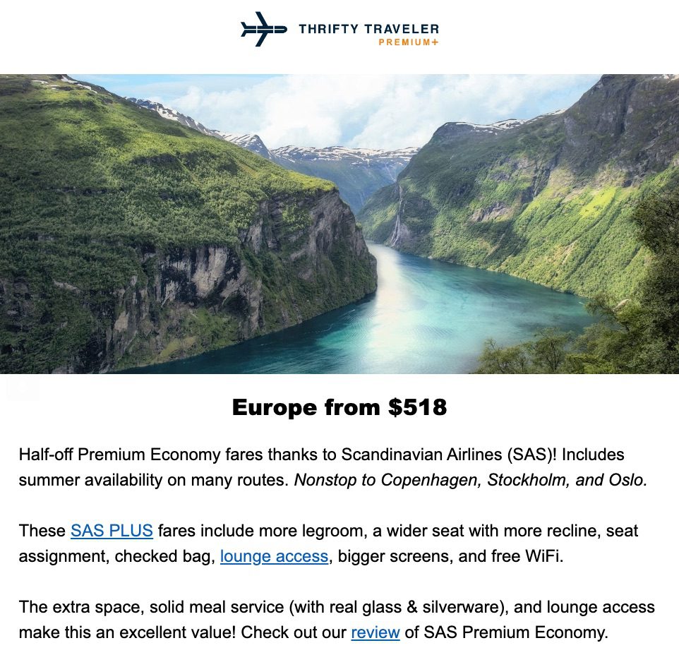premium economy deal to copenhagen