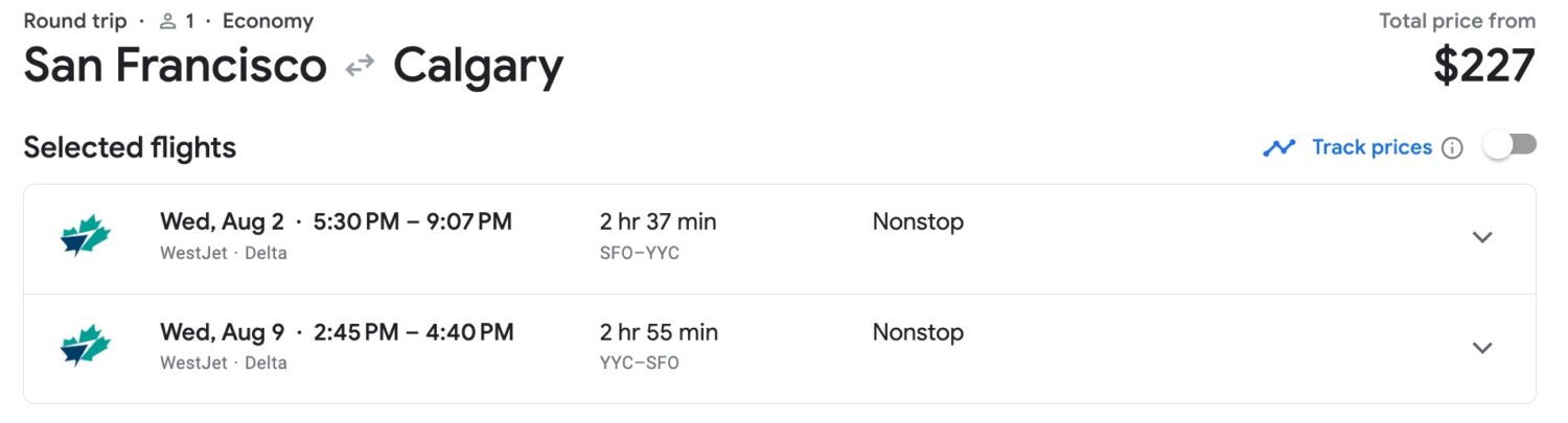 san francisco to calgary