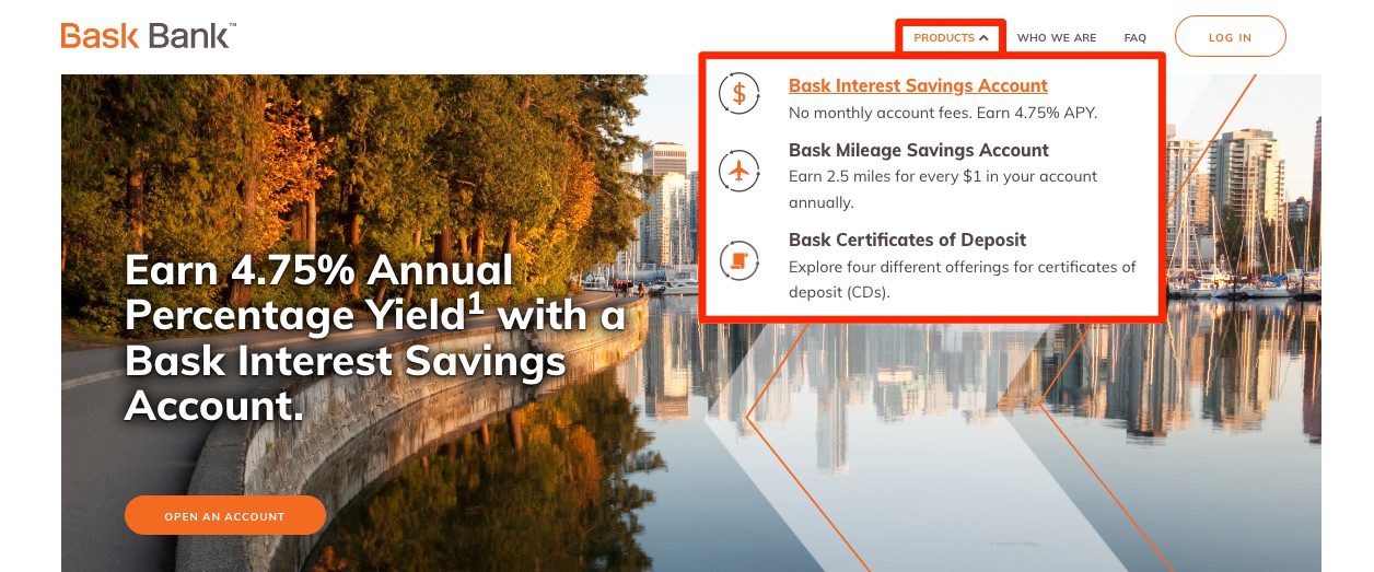 Bask Bank Products Page