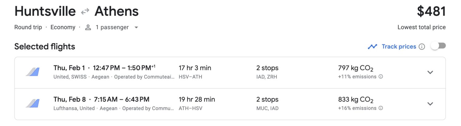 Huntsville to Athens