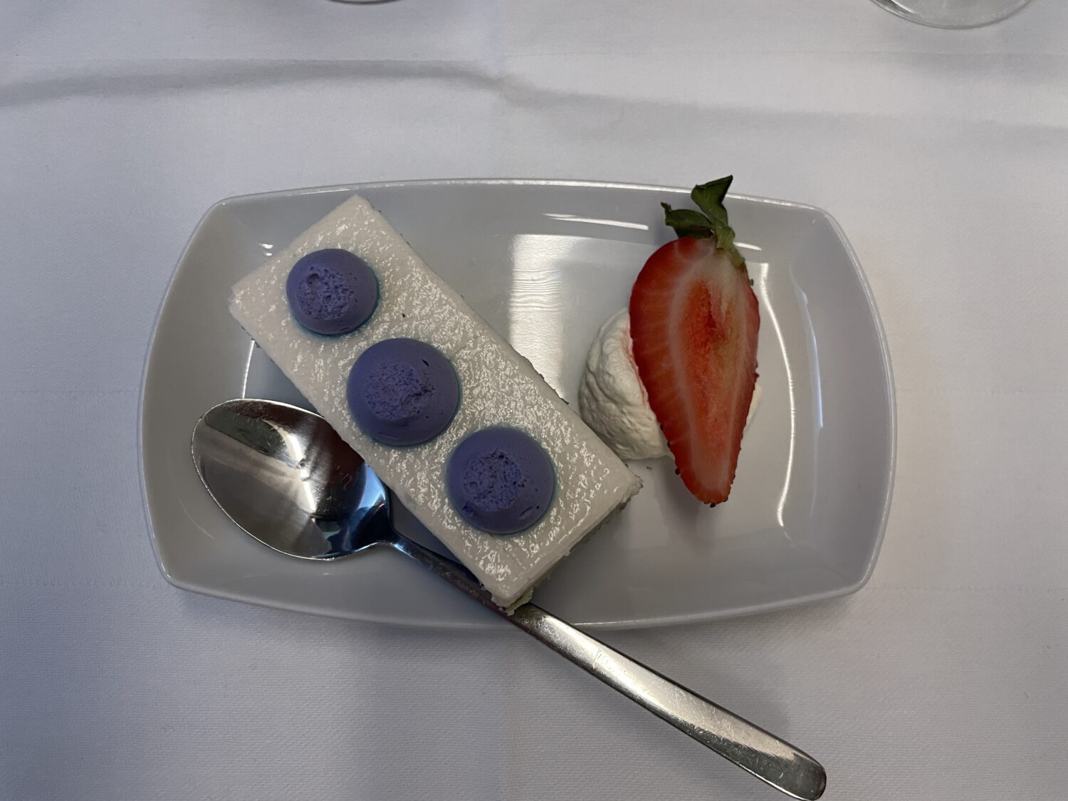 lavendar cream bar with a strawberry