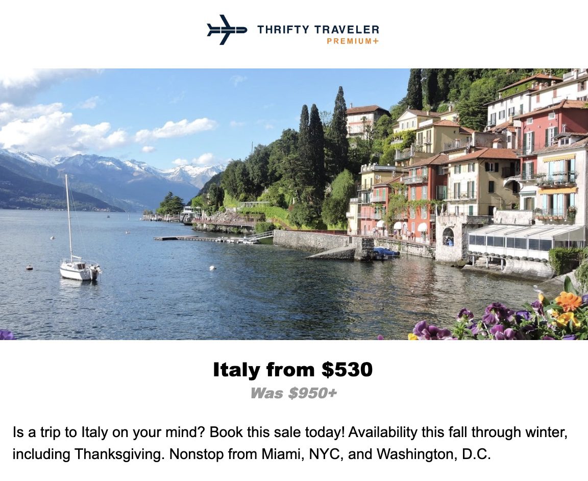 Italy flight deal