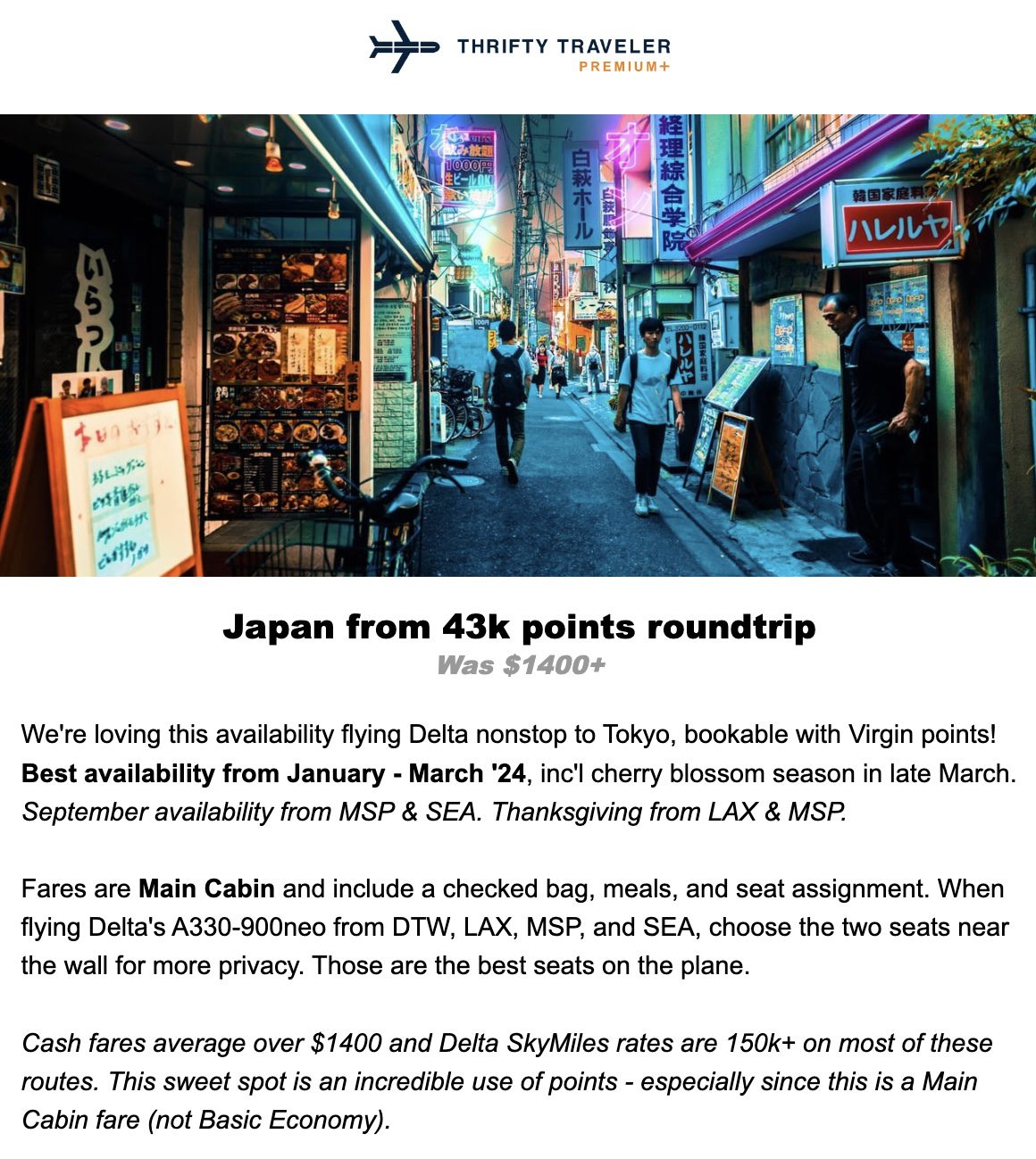 Tokyo flight deal