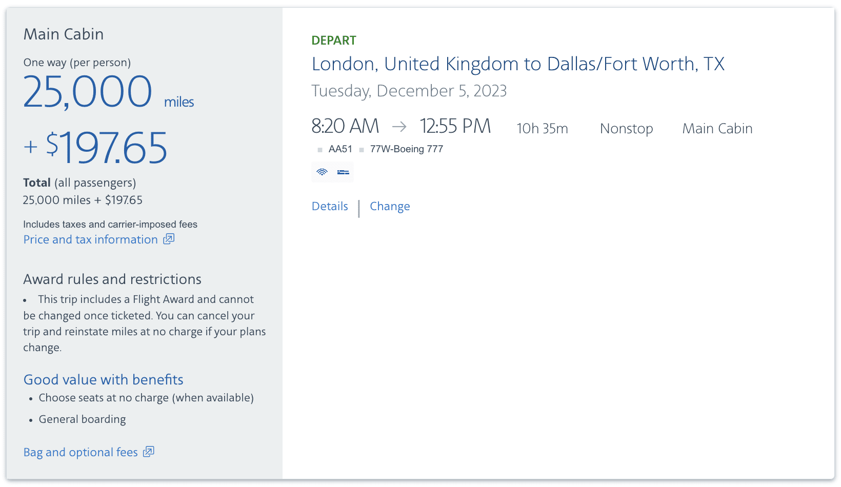 lhr-dfw economy award on american airlines