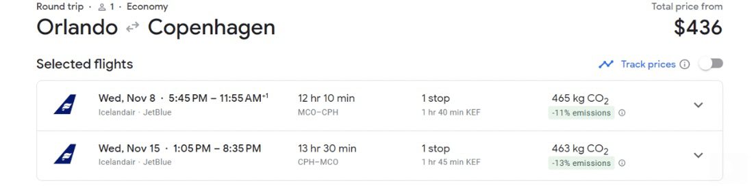 Copenhagen flight deal fare