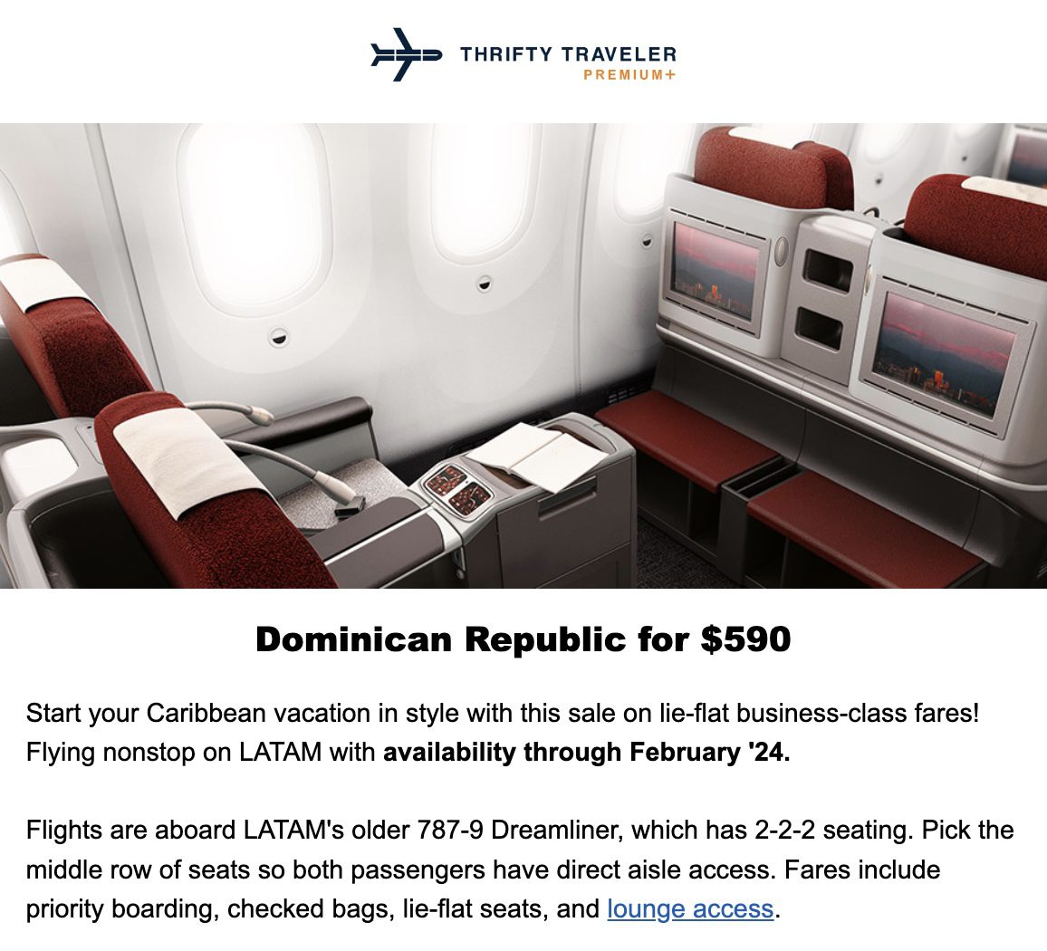 LATAM lie-flat to Punta Cana flight deal