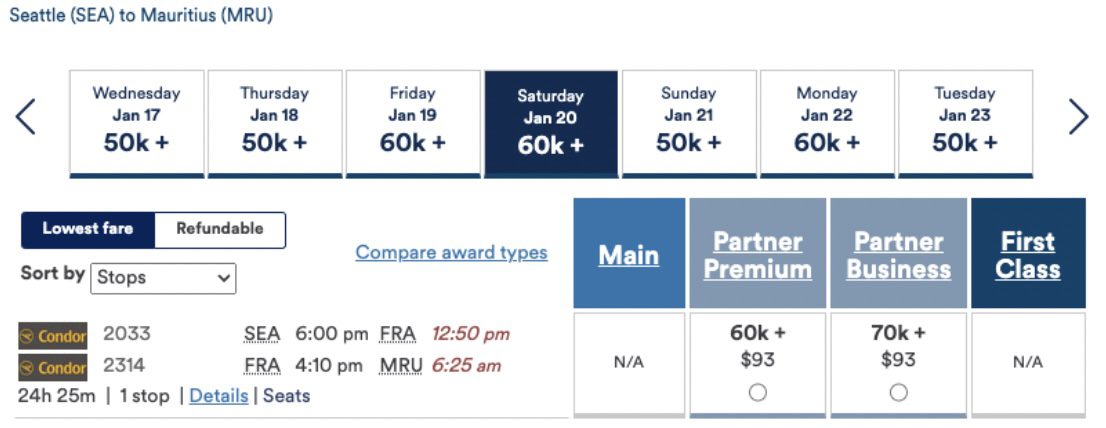 Mauritius flight deal Condor
