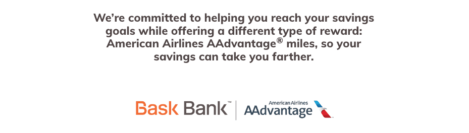 Bask Mileage Savings Graphic with American Airlines AAdvantage logo. 