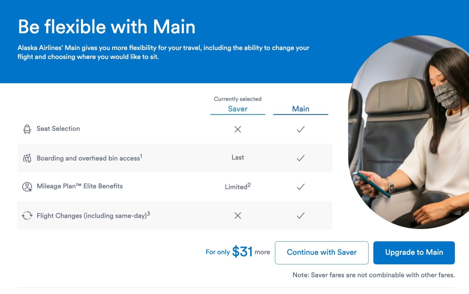 alaska basic economy fare warning