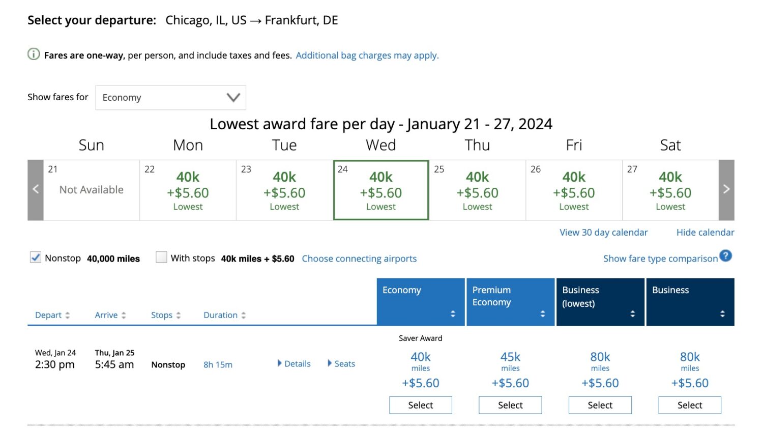 united economy business class redemption