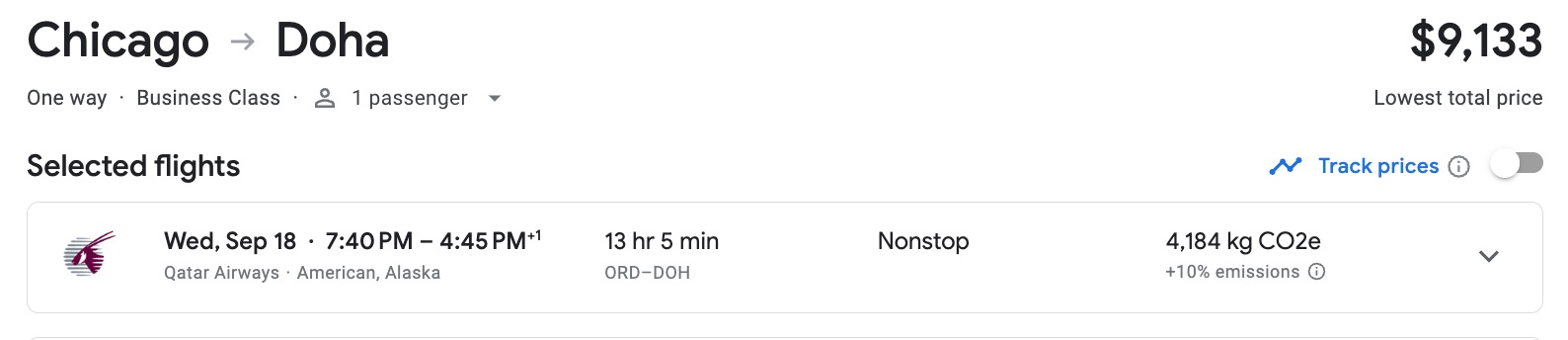 chicago to doha qsuites