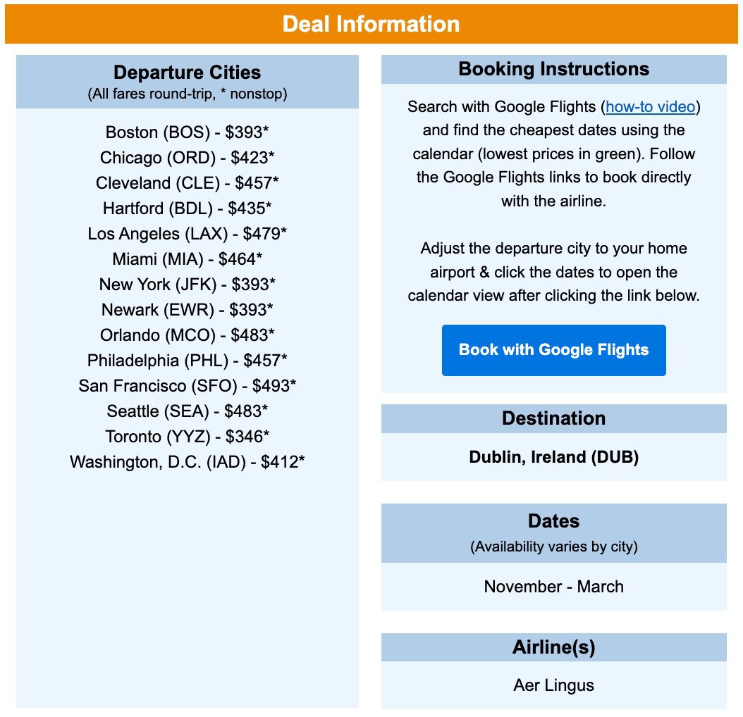 dublin flight deal