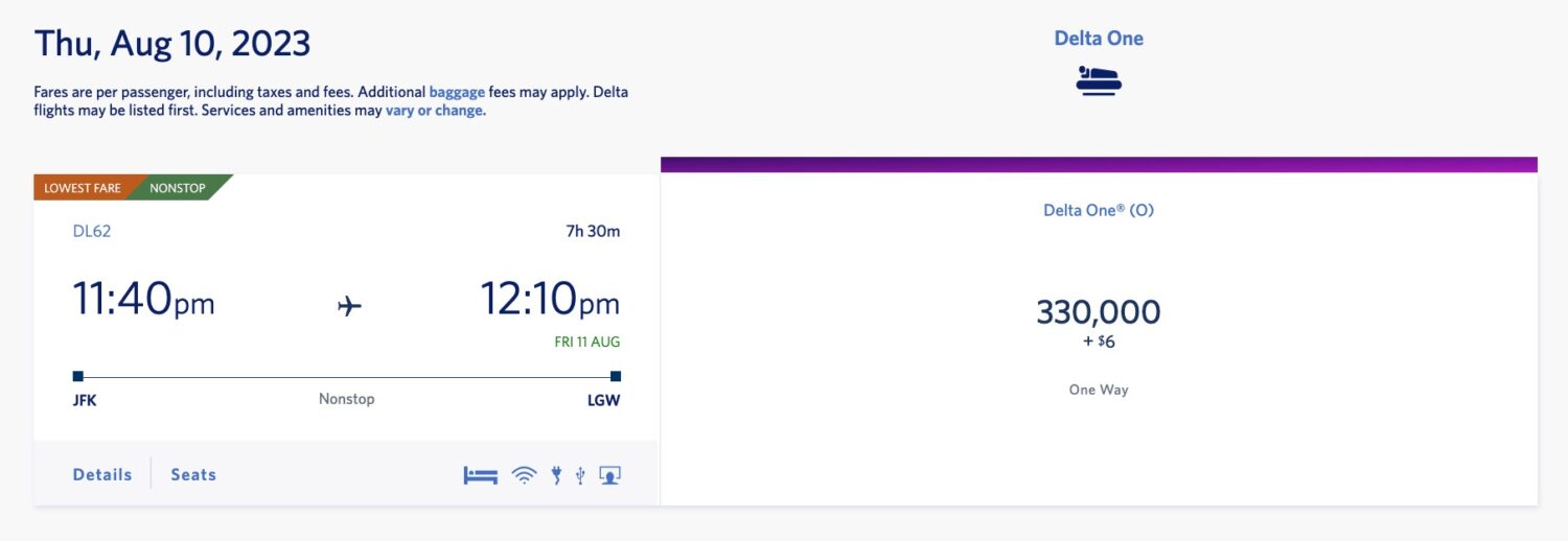 delta jfk to gatwick