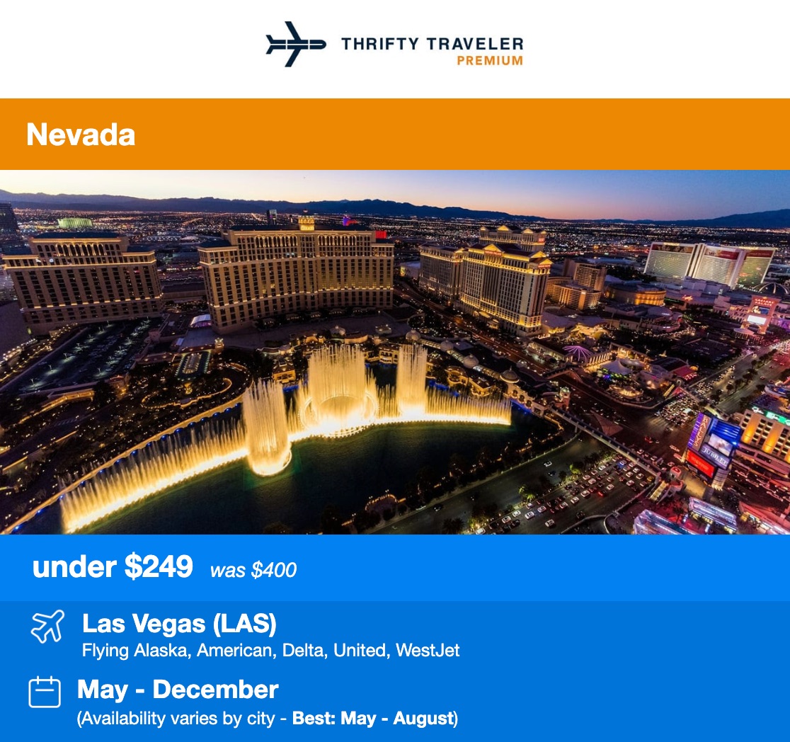 las vegas thrifty traveler premium flight deal