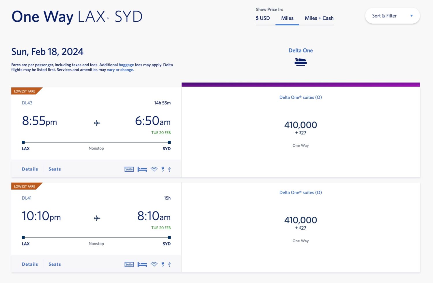 lax to sydney skymiles