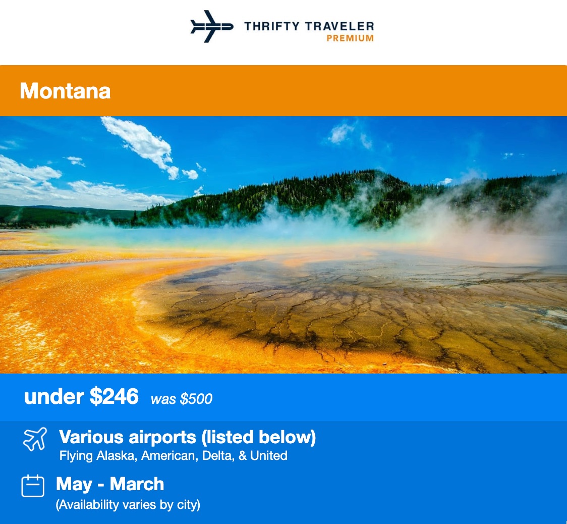montana thrifty traveler premium flight deal