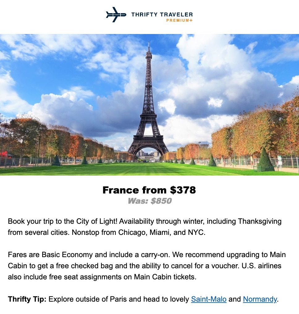 paris flight deal