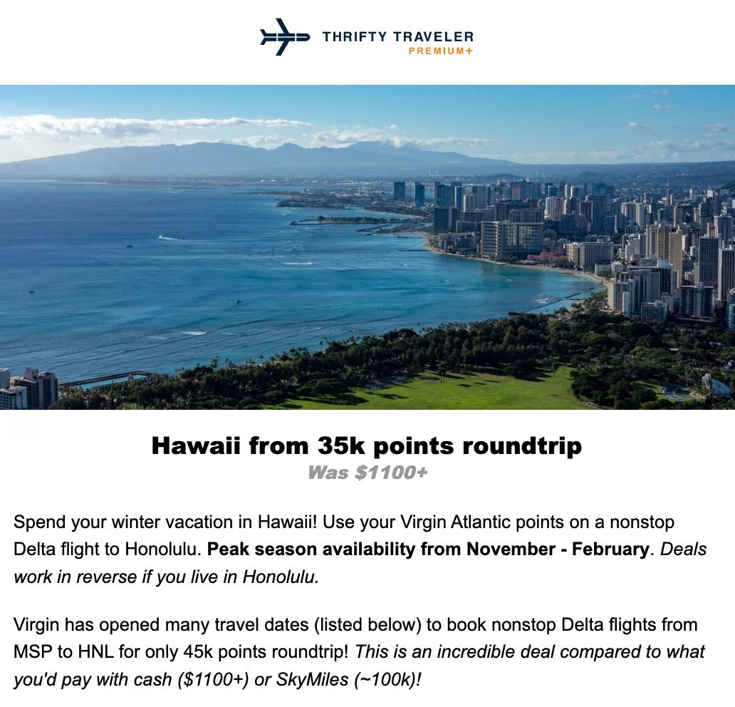 premium deal to hawaii