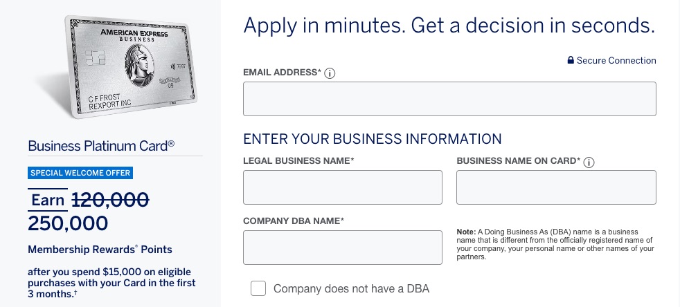 Amex Busines Platinum 250k Offer