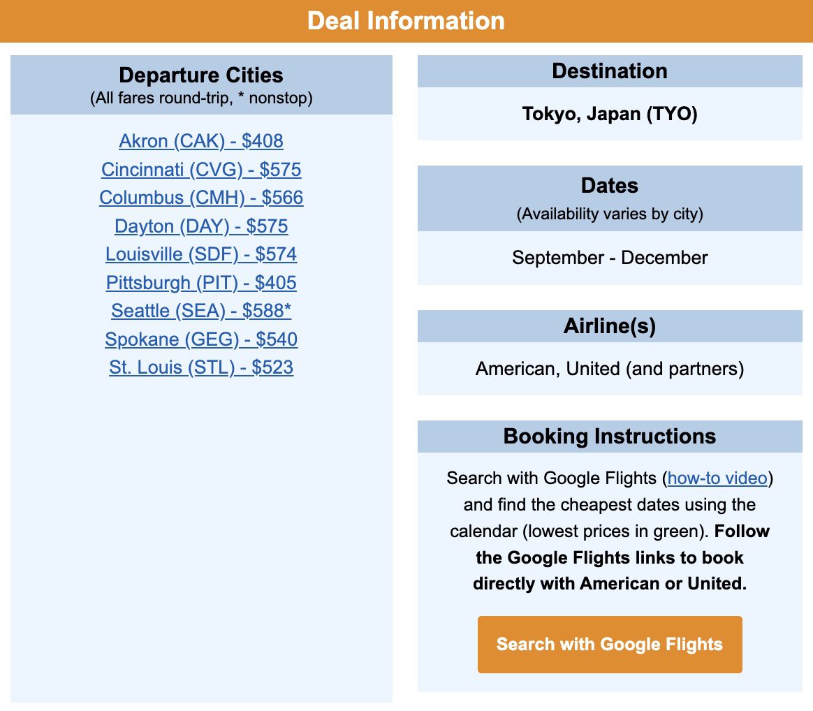 Cheap flights to Tokyo from the U.S. 