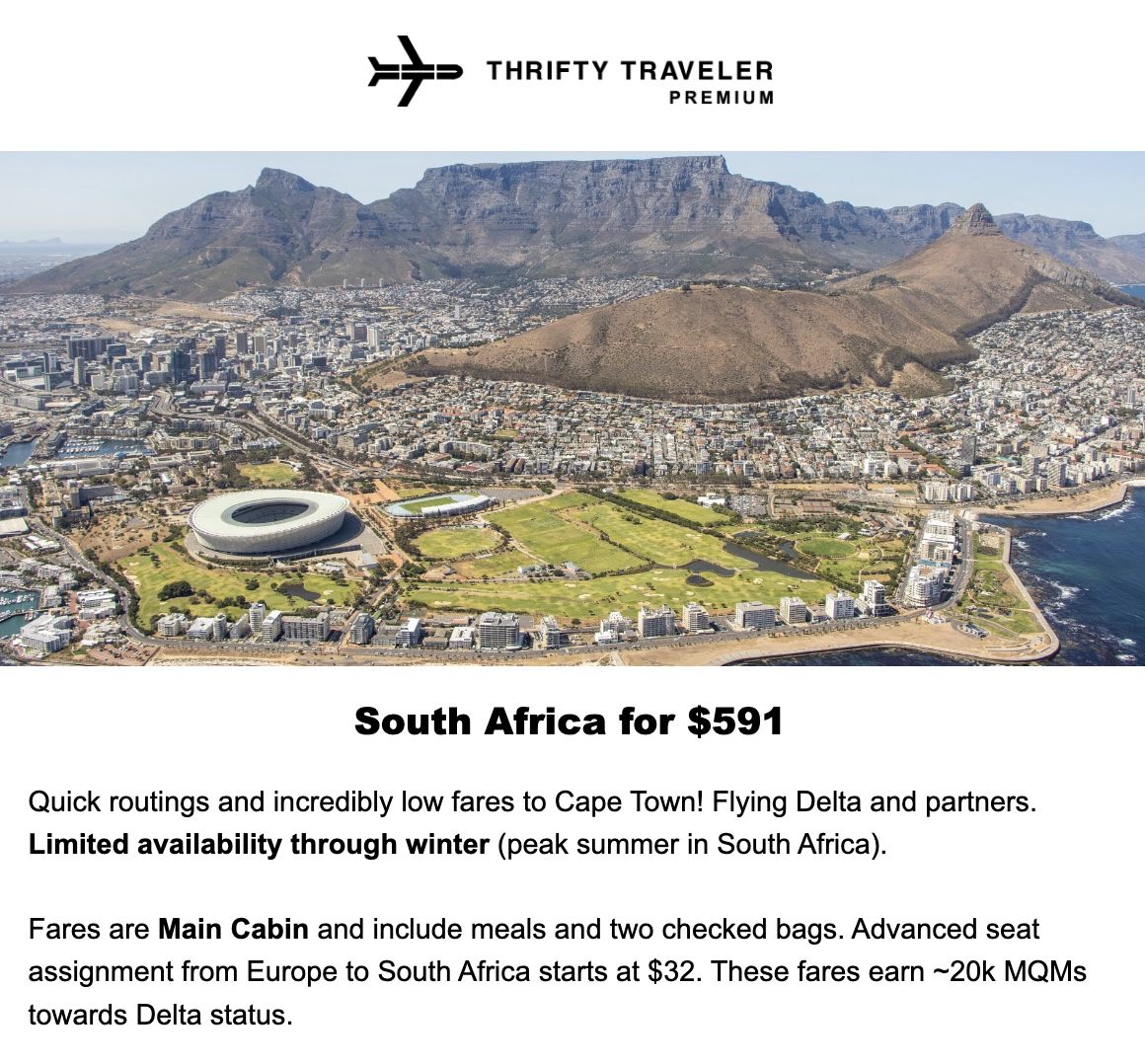Cape Town flight deal