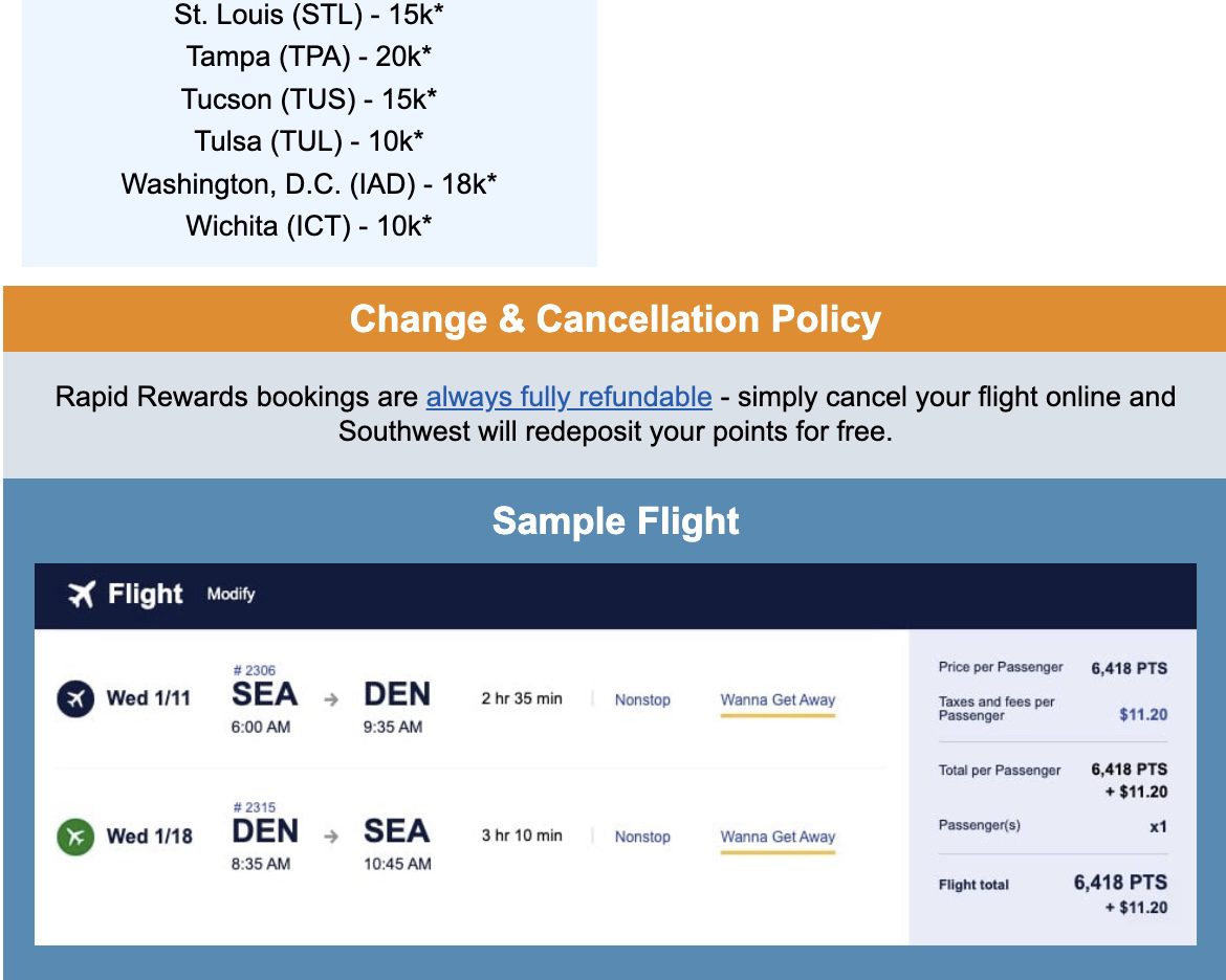 Denver Rapid Rewards flight deal