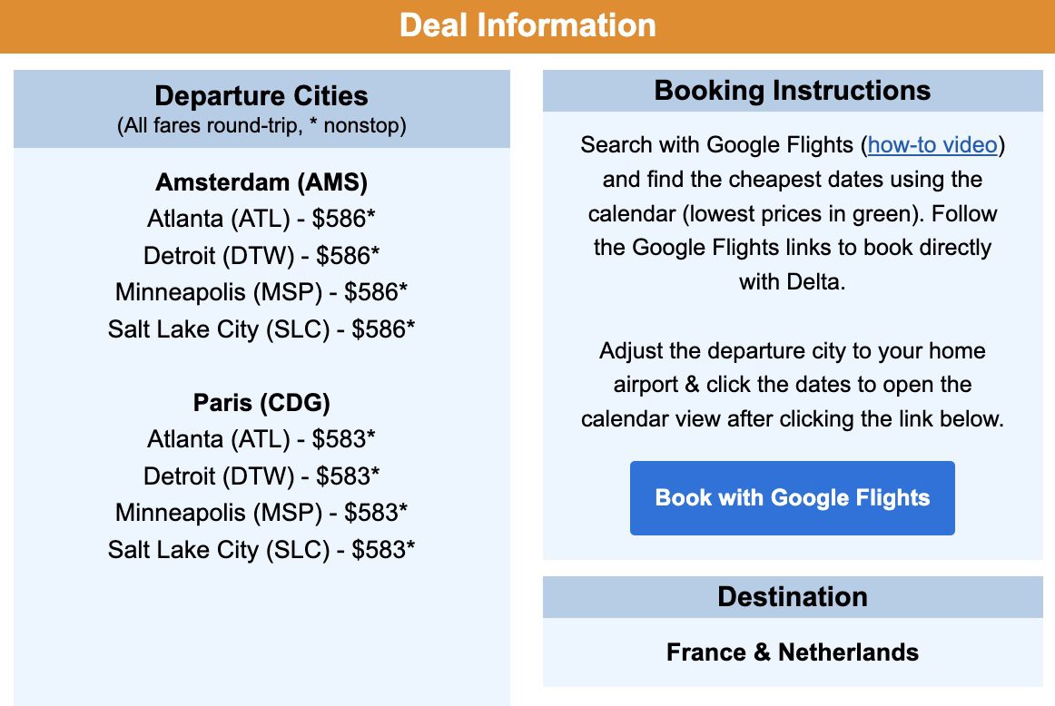 Nonstop flights to Paris and Amsterdam