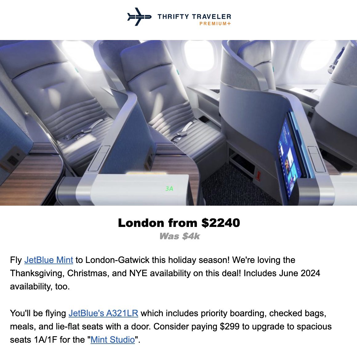 JetBlue Mint flight deal
