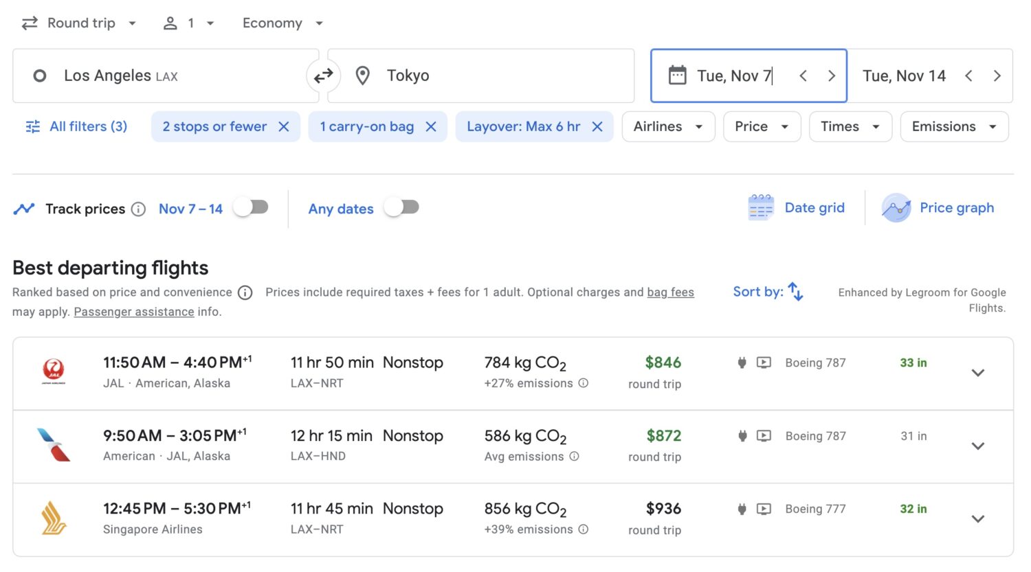 Los Angeles to Tokyo