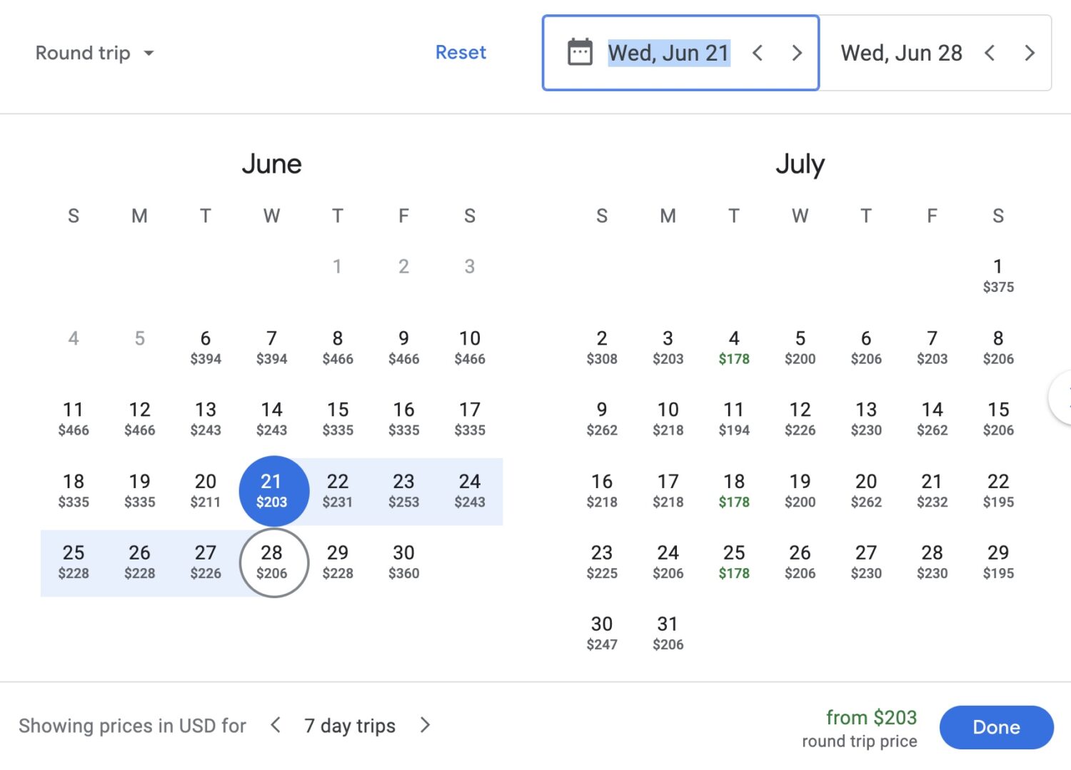 Dallas to Denver airfare calendar
