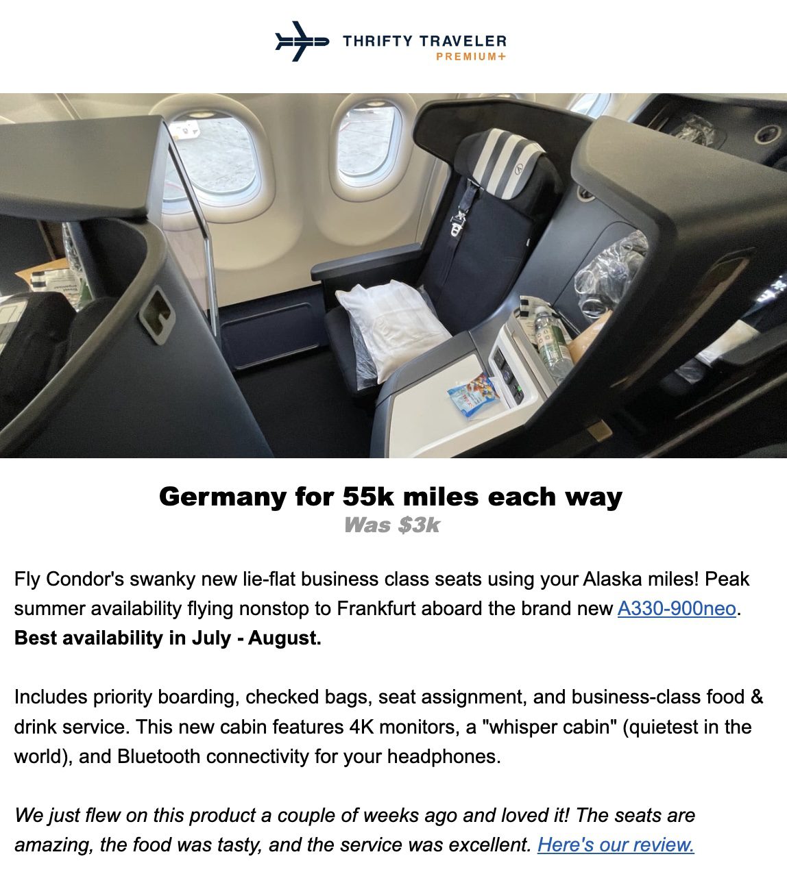 Germany Condor business class flight deal