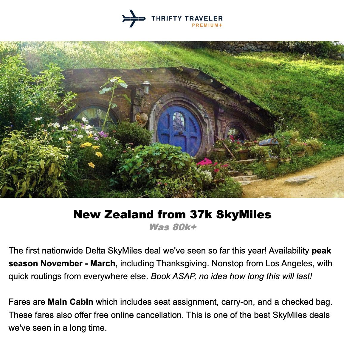 New Zealand SkyMiles deal