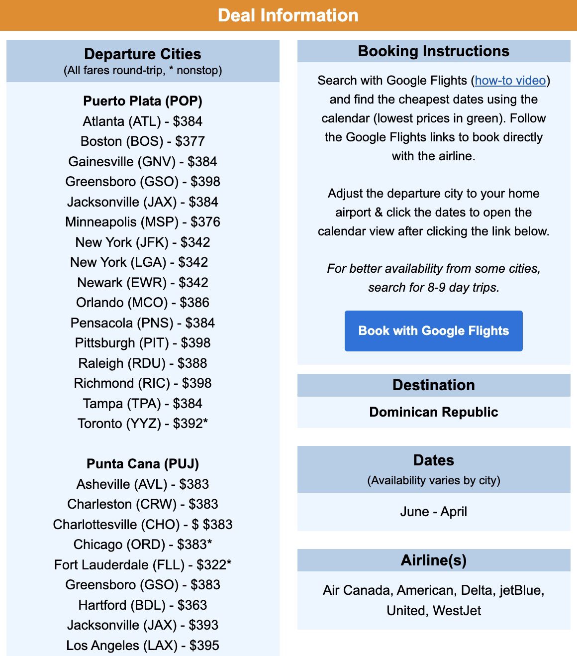 Dominican Republic flight deal
