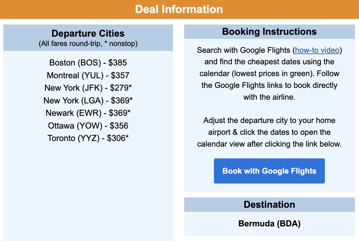 Bermuda flight deal