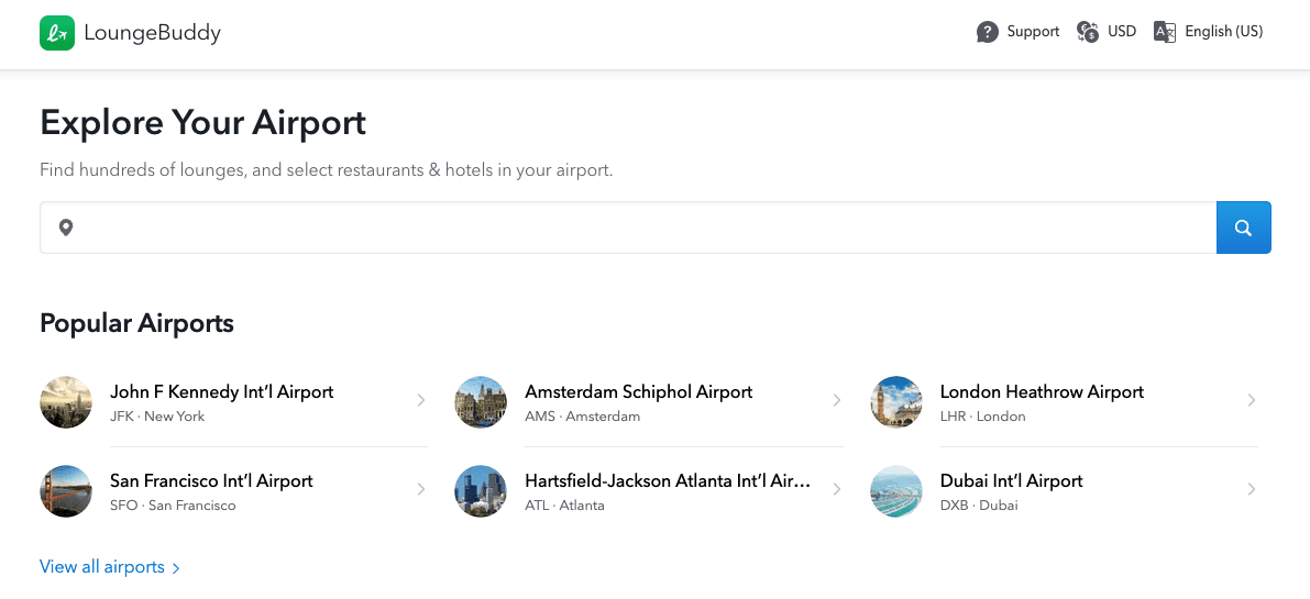 LoungeBuddy search screenshot