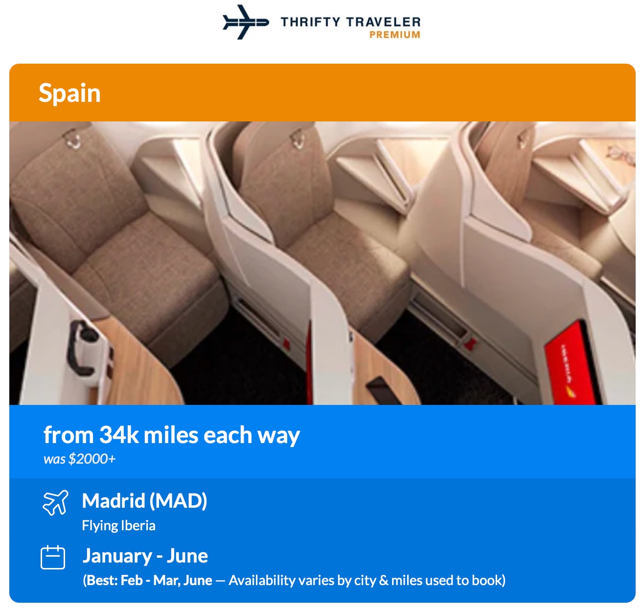 TT Premium Iberia Business Class Deal