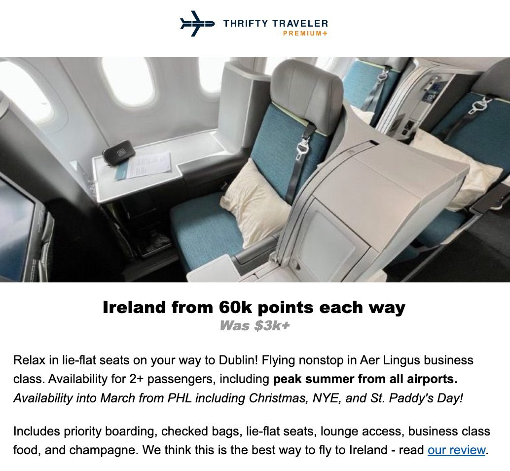 Thrifty Traveler: Ireland from 60,000 points each way