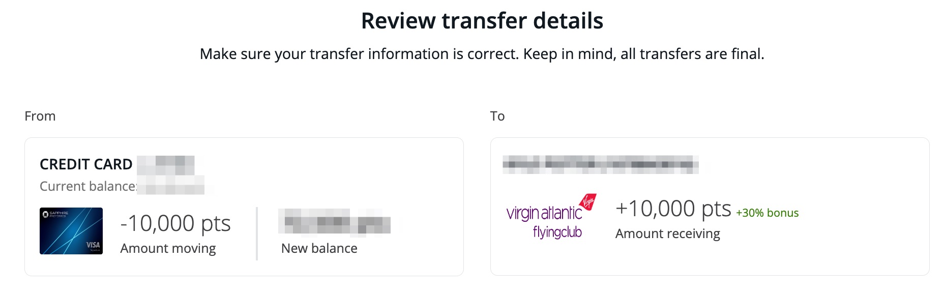 final review of sending 10,000 chase points to virgin atlantic