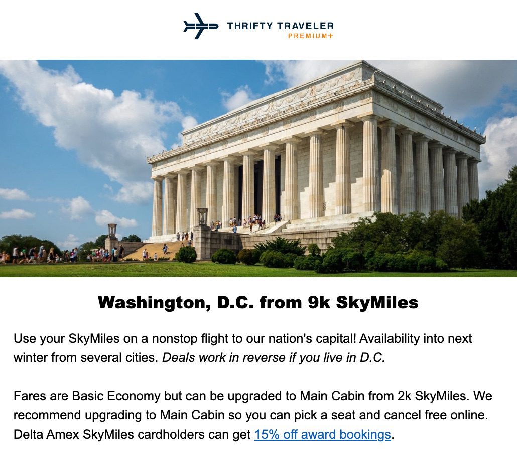 delta skymiles to dc