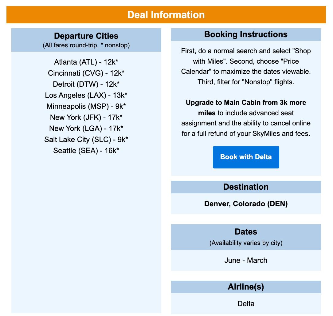 denver skymiles deal
