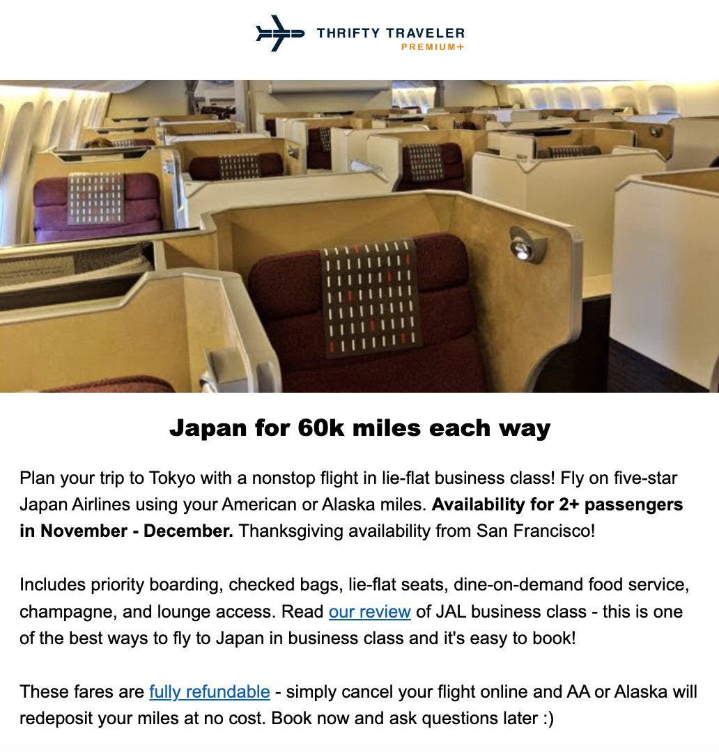 japan airlines availability alert
