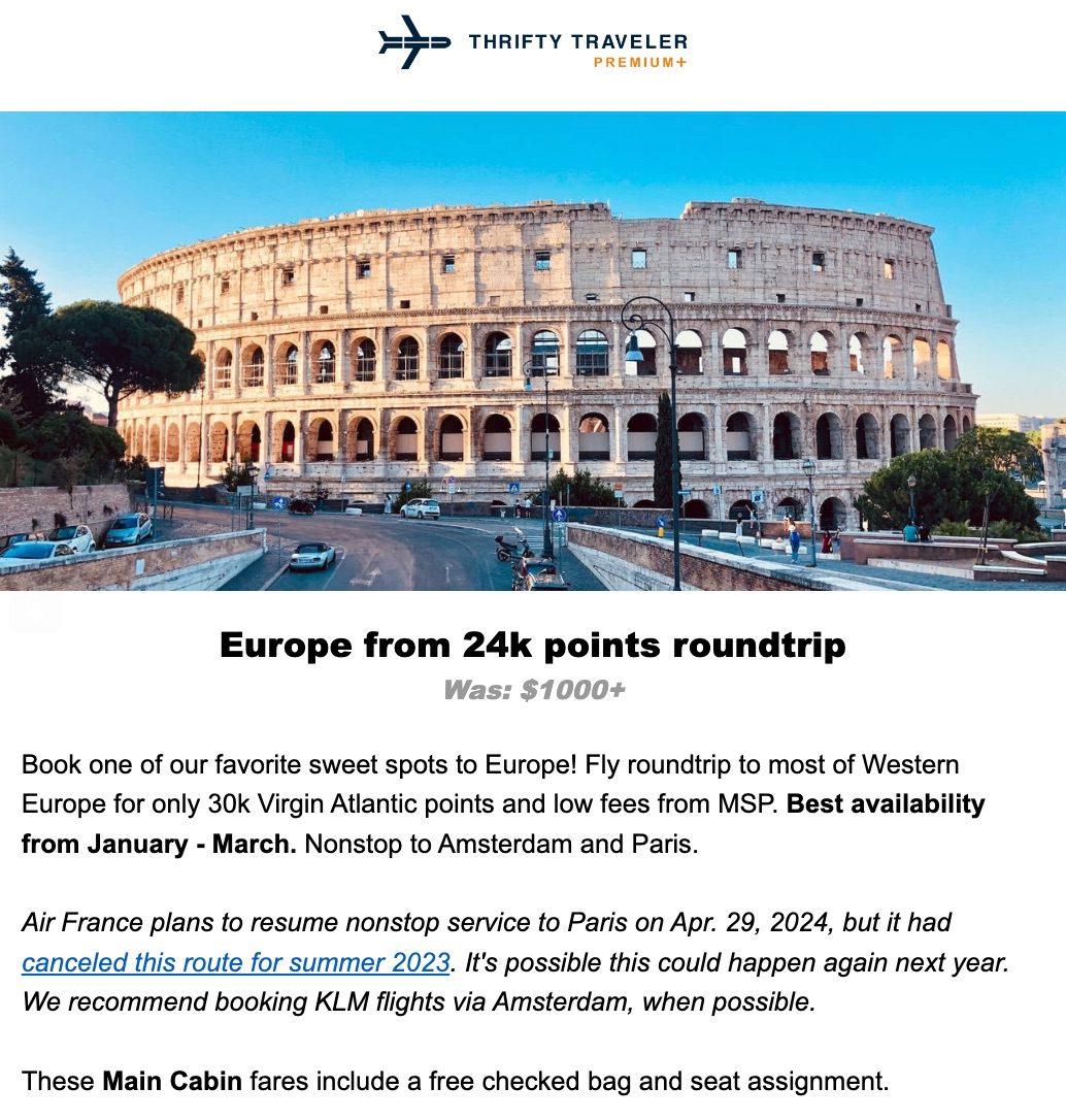 Thrifty Travel: Europe from 24,000 points roundtrip