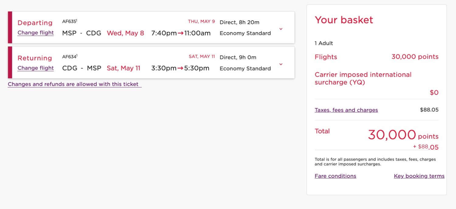 msp to paris virgin atlantic