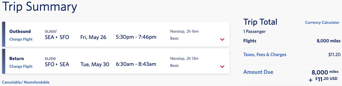 skymiles deal to san francisco
