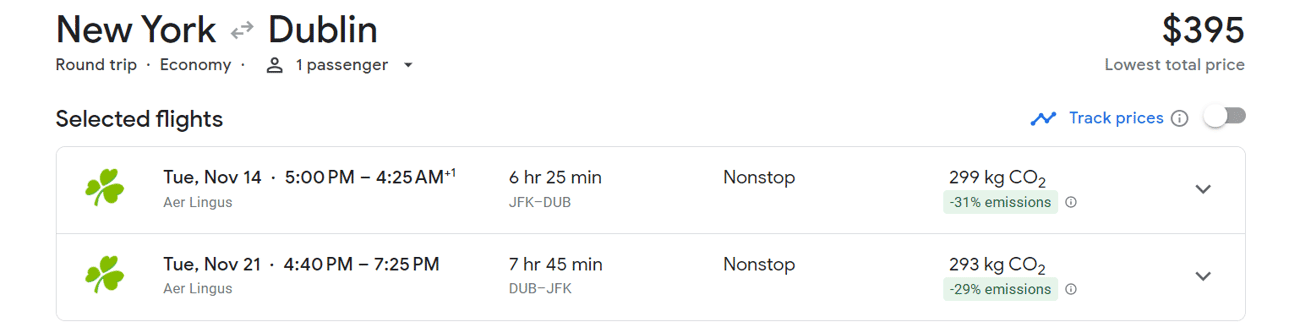 aer lingus cheap flight