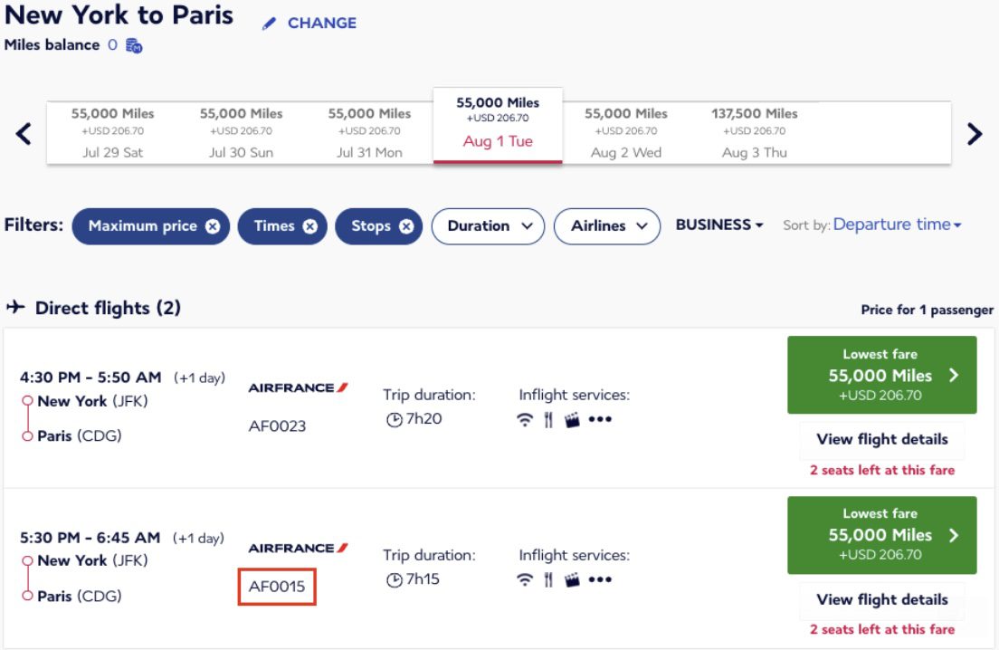 Air France KLM airfare