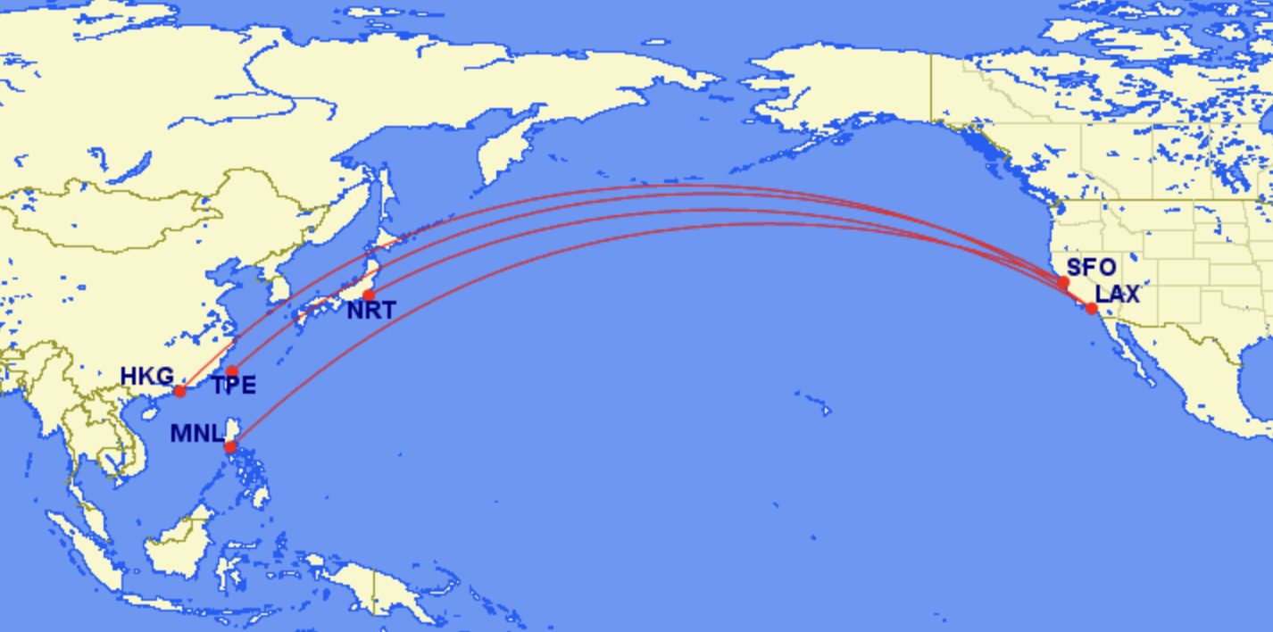 New United Airlines routes to Asia