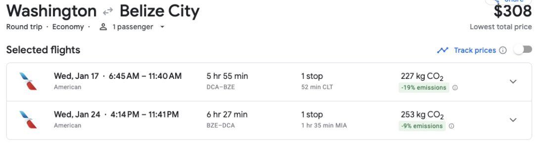 Belize City, Belize flight deal