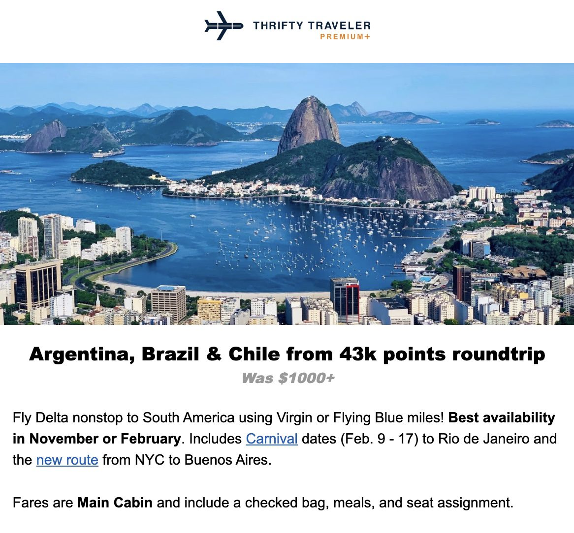 Virgin Atlantic south america flight deal
