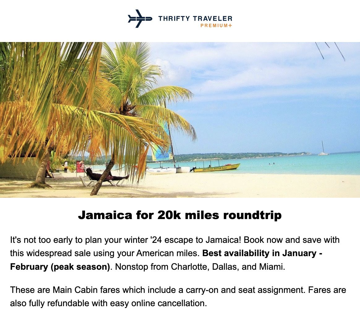 Jamaica flight deal AA Miles
